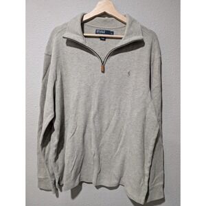 Polo Ralph Lauren Men's LargeCotton 1/4‎ Zip Pullover Grey